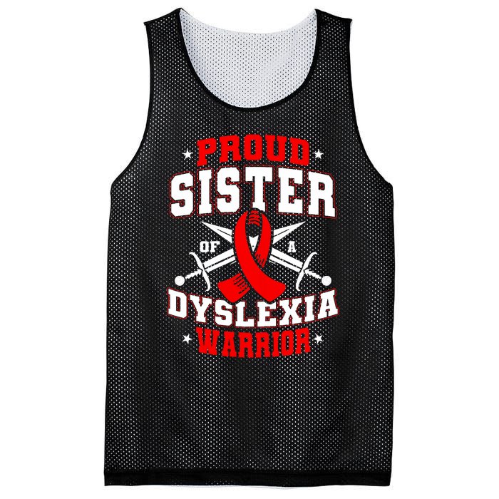 Proud Sister Of A Dyslexia Warrior Dyslexic Female Supporter Mesh Reversible Basketball Jersey Tank