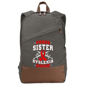 Proud Sister Of A Dyslexia Warrior Dyslexic Female Supporter Cotton Canvas Backpack