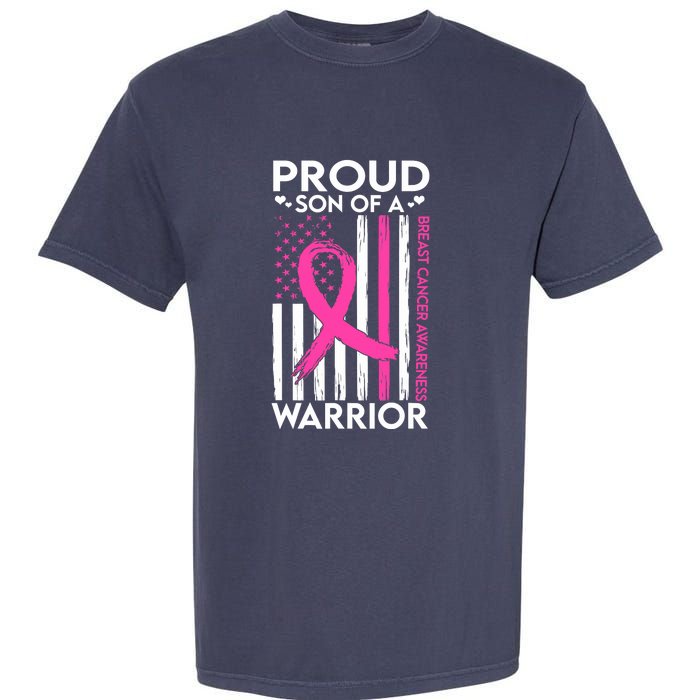 Proud Son Of A Breast Cancer Warrior Awareness Garment-Dyed Heavyweight T-Shirt