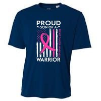 Proud Son Of A Breast Cancer Warrior Awareness Cooling Performance Crew T-Shirt