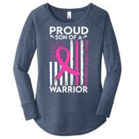 Proud Son Of A Breast Cancer Warrior Awareness Women's Perfect Tri Tunic Long Sleeve Shirt