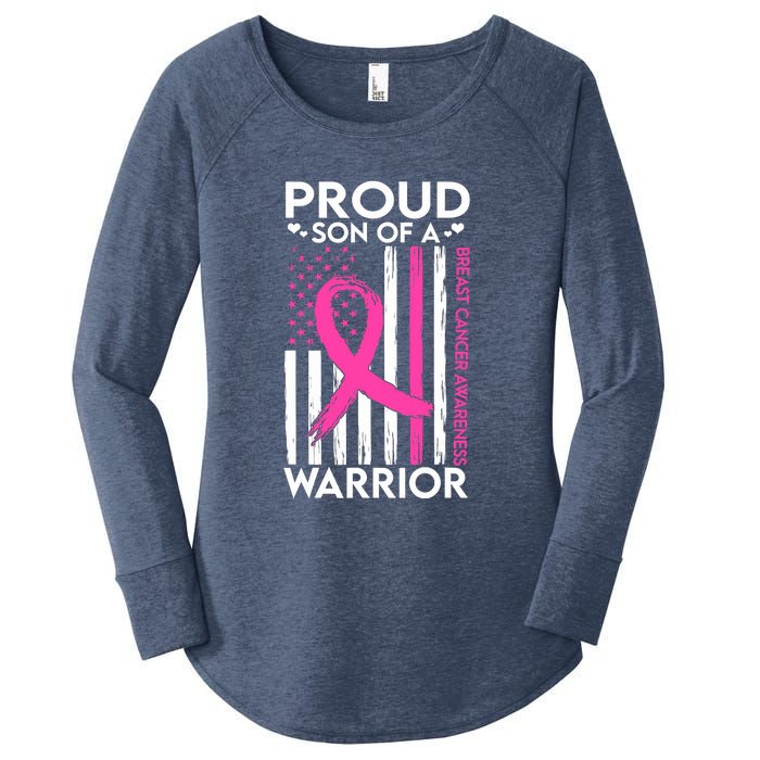 Proud Son Of A Breast Cancer Warrior Awareness Women's Perfect Tri Tunic Long Sleeve Shirt