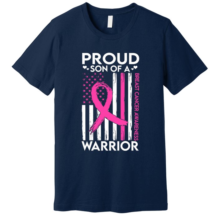 Proud Son Of A Breast Cancer Warrior Awareness Premium T-Shirt