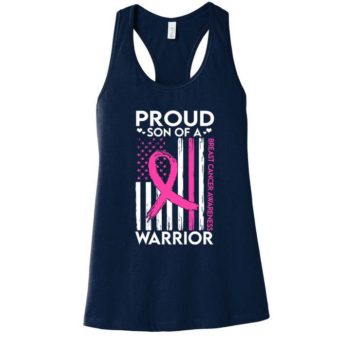 Proud Son Of A Breast Cancer Warrior Awareness Women's Racerback Tank