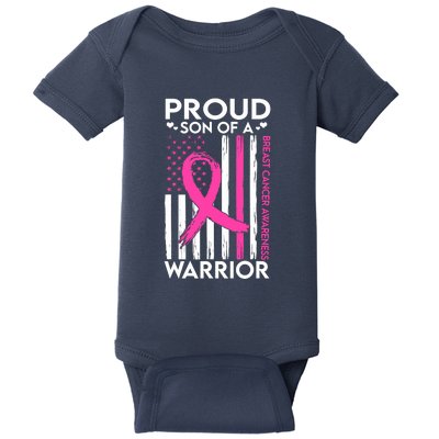 Proud Son Of A Breast Cancer Warrior Awareness Baby Bodysuit