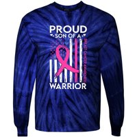 Proud Son Of A Breast Cancer Warrior Awareness Tie-Dye Long Sleeve Shirt