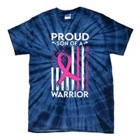 Proud Son Of A Breast Cancer Warrior Awareness Tie-Dye T-Shirt