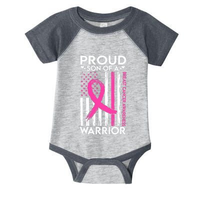 Proud Son Of A Breast Cancer Warrior Awareness Infant Baby Jersey Bodysuit