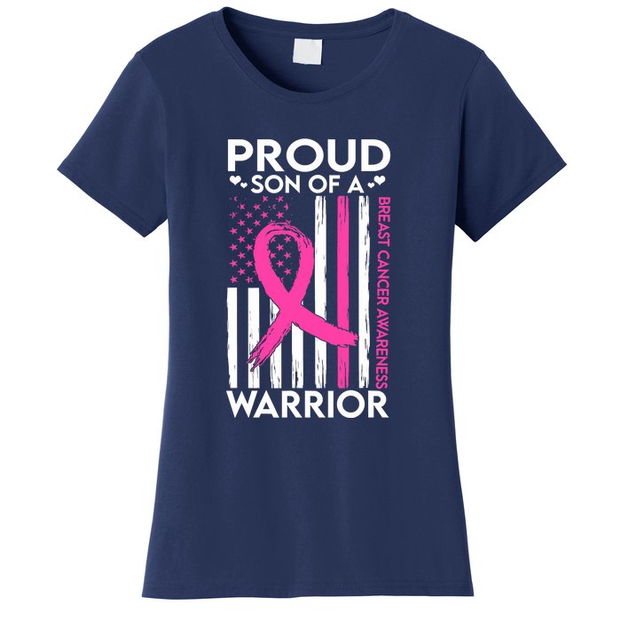 Proud Son Of A Breast Cancer Warrior Awareness Women's T-Shirt