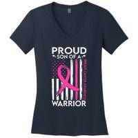 Proud Son Of A Breast Cancer Warrior Awareness Women's V-Neck T-Shirt