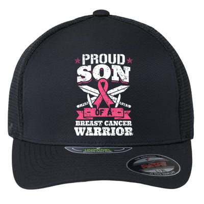 Proud Son Of Breast Cancer Warrior Pink Awareness Ribbon Gift Flexfit Unipanel Trucker Cap