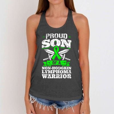 Proud Son Of A Non Hodgkin Lymphoma Warrior Awareness Women's Knotted Racerback Tank