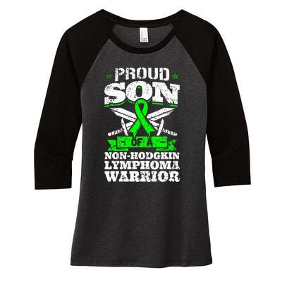 Proud Son Of A Non Hodgkin Lymphoma Warrior Awareness Women's Tri-Blend 3/4-Sleeve Raglan Shirt