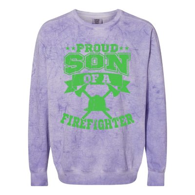 Proud Son Of A Firefighter Son Firefighter Dad Gift Colorblast Crewneck Sweatshirt