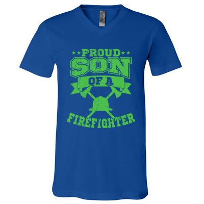 Proud Son Of A Firefighter Son Firefighter Dad Gift V-Neck T-Shirt