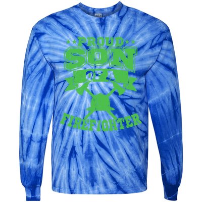 Proud Son Of A Firefighter Son Firefighter Dad Gift Tie-Dye Long Sleeve Shirt