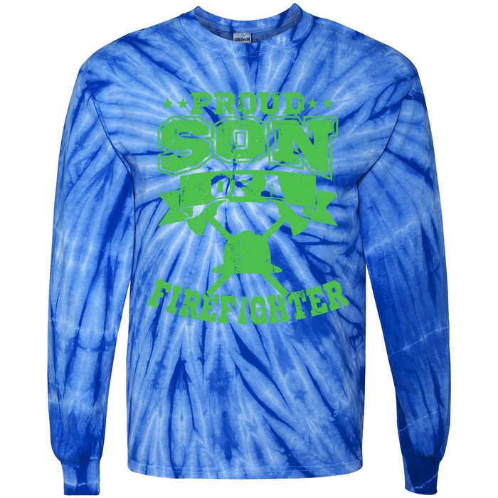 Proud Son Of A Firefighter Son Firefighter Dad Gift Tie-Dye Long Sleeve Shirt