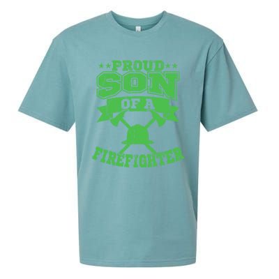 Proud Son Of A Firefighter Son Firefighter Dad Gift Sueded Cloud Jersey T-Shirt