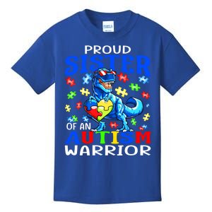 Proud Sister Of An Autism Warrior Dinosaur Gift Kids T-Shirt