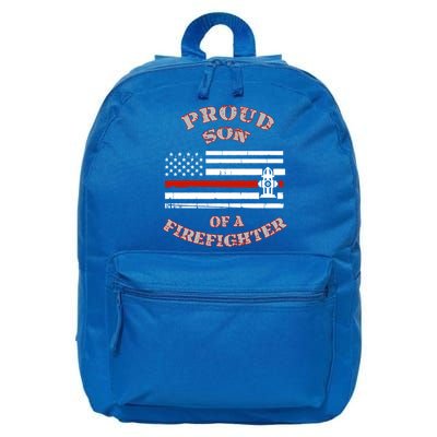 Proud Son Of A Volunteer Firefighter Gift 16 in Basic Backpack