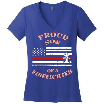 Proud Son Of A Volunteer Firefighter Gift Women's V-Neck T-Shirt