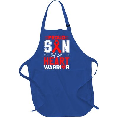 Proud Son Of A Heart Warrior Heart Disease Awareness Month Gift Full-Length Apron With Pockets