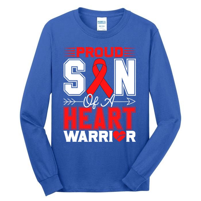 Proud Son Of A Heart Warrior Heart Disease Awareness Month Gift Tall Long Sleeve T-Shirt