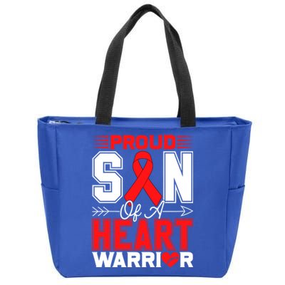 Proud Son Of A Heart Warrior Heart Disease Awareness Month Gift Zip Tote Bag