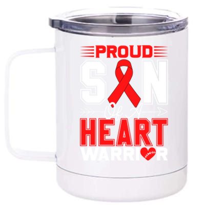 Proud Son Of A Heart Warrior Heart Disease Awareness Month Gift 12 oz Stainless Steel Tumbler Cup