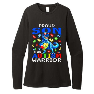 Proud Son Of An Autism Warrior Dinosaur Great Gift Womens CVC Long Sleeve Shirt