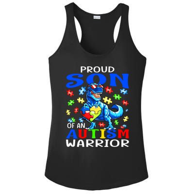 Proud Son Of An Autism Warrior Dinosaur Great Gift Ladies PosiCharge Competitor Racerback Tank