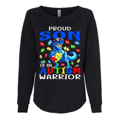 Proud Son Of An Autism Warrior Dinosaur Great Gift Womens California Wash Sweatshirt