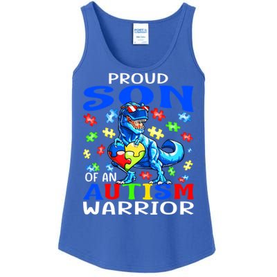 Proud Son Of An Autism Warrior Dinosaur Great Gift Ladies Essential Tank