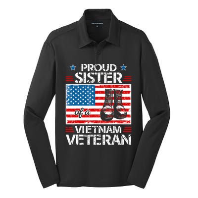 Proud Sister of a Vietnam Veteran Military Family Silk Touch Performance Long Sleeve Polo