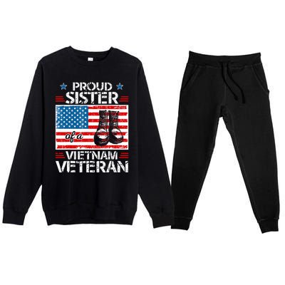 Proud Sister of a Vietnam Veteran Military Family Premium Crewneck Sweatsuit Set