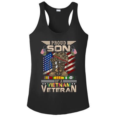 Proud Son Of A Vietnam Veteran Cute Gift Vietnam War Vet Gift Ladies PosiCharge Competitor Racerback Tank