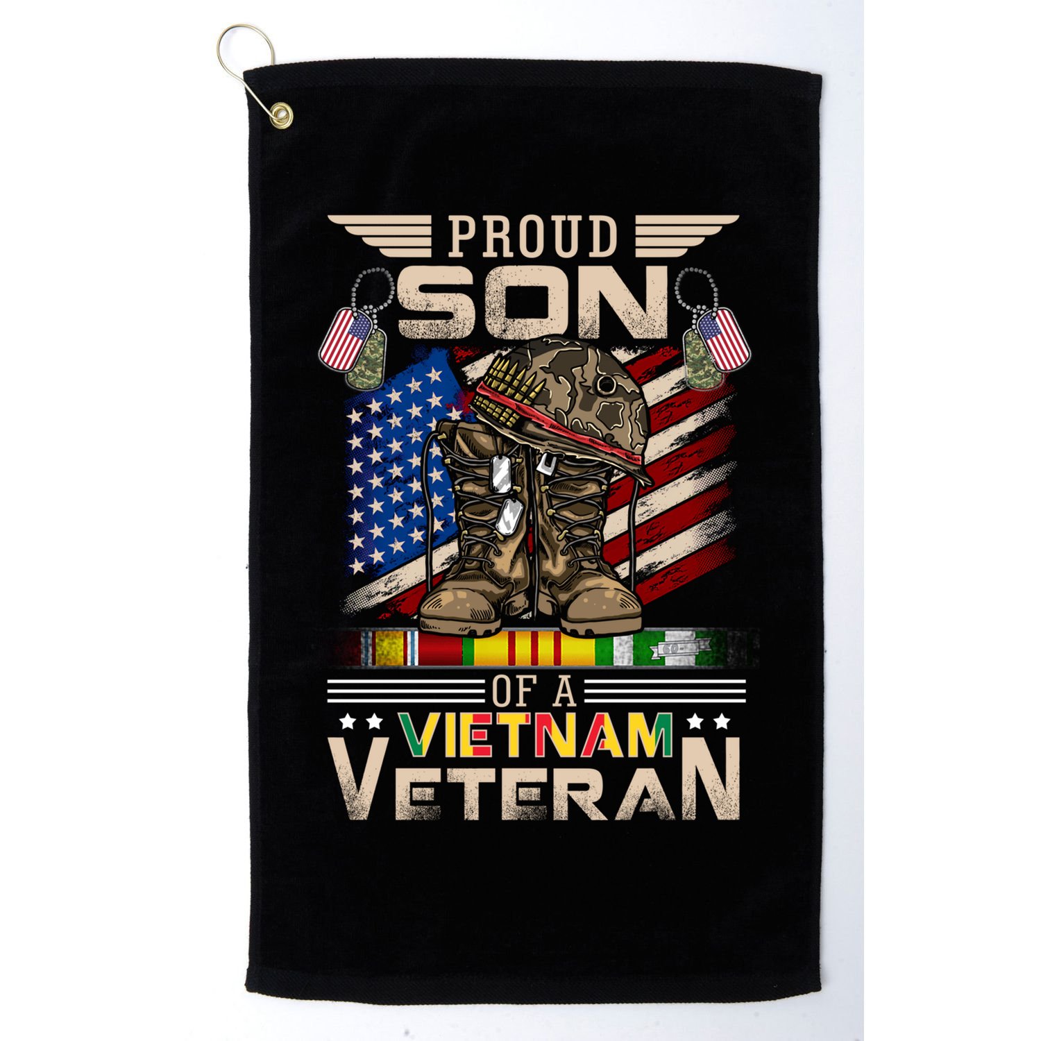 Proud Son Of A Vietnam Veteran Cute Gift Vietnam War Vet Gift Golf Towel