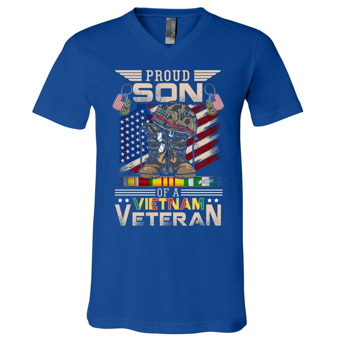 Proud Son Of A Vietnam Veteran Cute Gift Vietnam War Vet Gift V-Neck T-Shirt