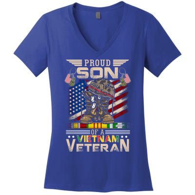 Proud Son Of A Vietnam Veteran Cute Gift Vietnam War Vet Gift Women's V-Neck T-Shirt