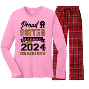 Proud Sister Of The Class Of 2024 Graduate Women's Long Sleeve Flannel Pajama Set 