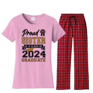 Proud Sister Of The Class Of 2024 Graduate Women's Flannel Pajama Set