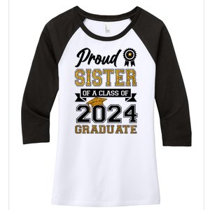 Proud Sister Of The Class Of 2024 Graduate Women's Tri-Blend 3/4-Sleeve Raglan Shirt