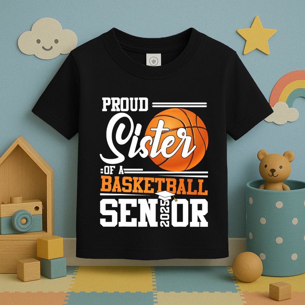 Proud Sister Of A 2025 Senior Graduate Basketball Toddler T-Shirt
