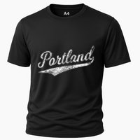 Portland State Of Oregon Baseball Script Flag Swoosh Cooling Performance Crew T-Shirt