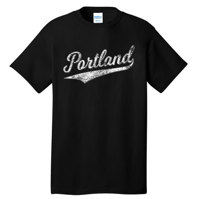 Portland State Of Oregon Baseball Script Flag Swoosh Tall T-Shirt