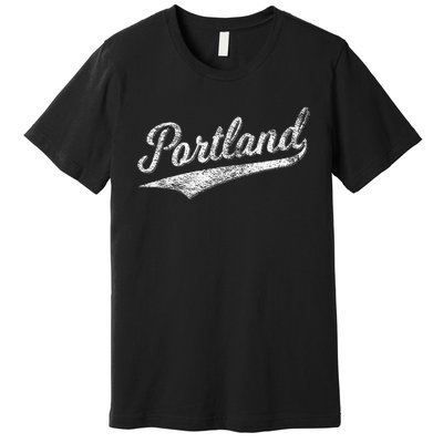 Portland State Of Oregon Baseball Script Flag Swoosh Premium T-Shirt