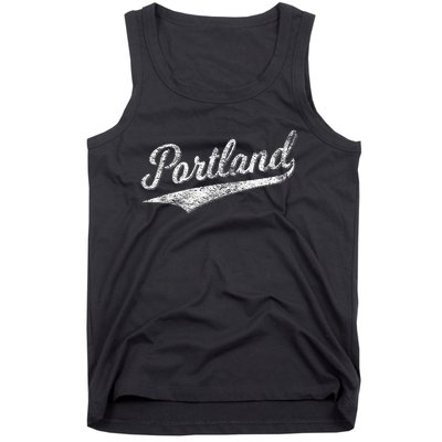 Portland State Of Oregon Baseball Script Flag Swoosh Tank Top