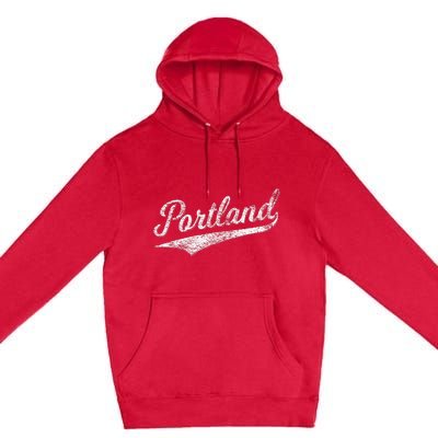 Portland State Of Oregon Baseball Script Flag Swoosh Premium Pullover Hoodie