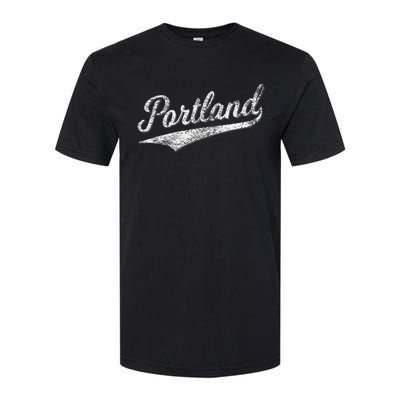 Portland State Of Oregon Baseball Script Flag Swoosh Softstyle CVC T-Shirt