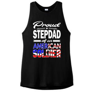 Proud Stepdad Of An American Soldier Funny Gift Step Dad Tee Ladies PosiCharge Tri-Blend Wicking Tank